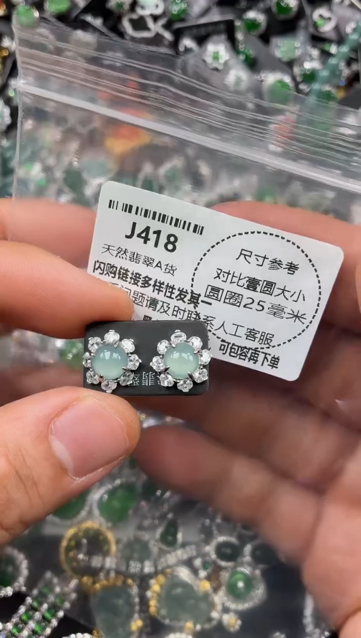 颈饰未镶嵌翡翠J418耳钉