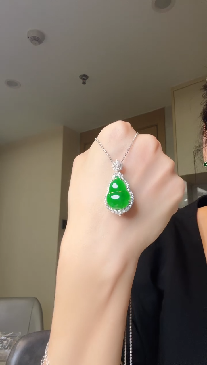 翡翠银S925镶嵌吊坠(不含链)天然翡翠吊坠