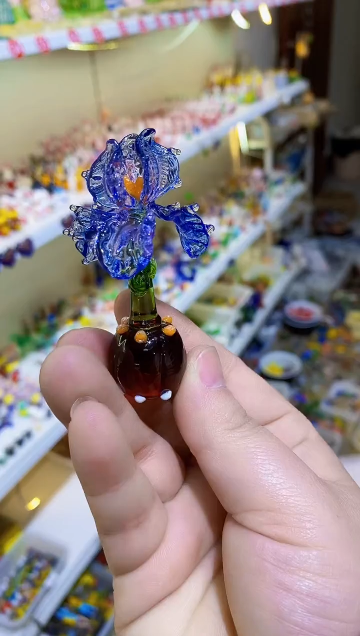 琉璃手工艺品鸢尾花盆栽