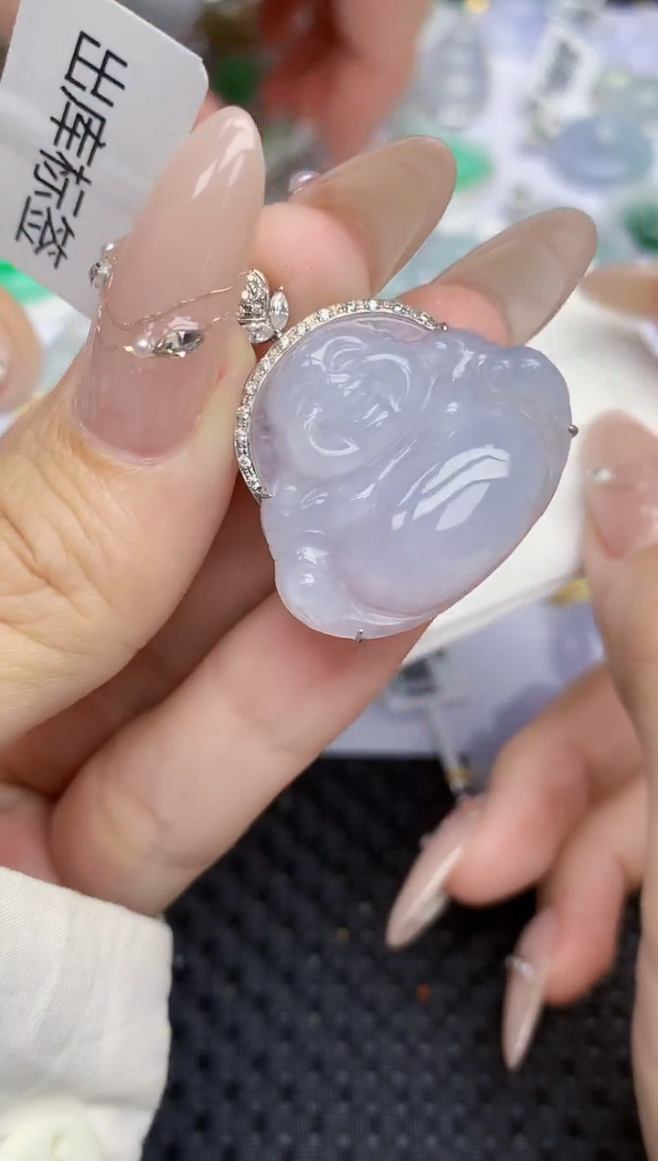 颈饰18K金镶嵌翡翠164   天然翡翠A货  百元以上9米证书费自理