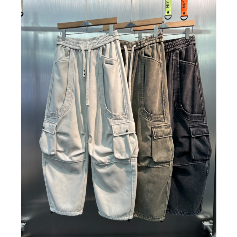 813-815素3 潮牌冬季工装加绒加厚水洗弯刀休闲牛仔长裤 KZAm1103