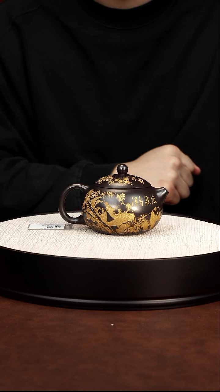 茶壶紫砂宜兴紫砂 熊猫西施 龙山赤金砂 蒋华