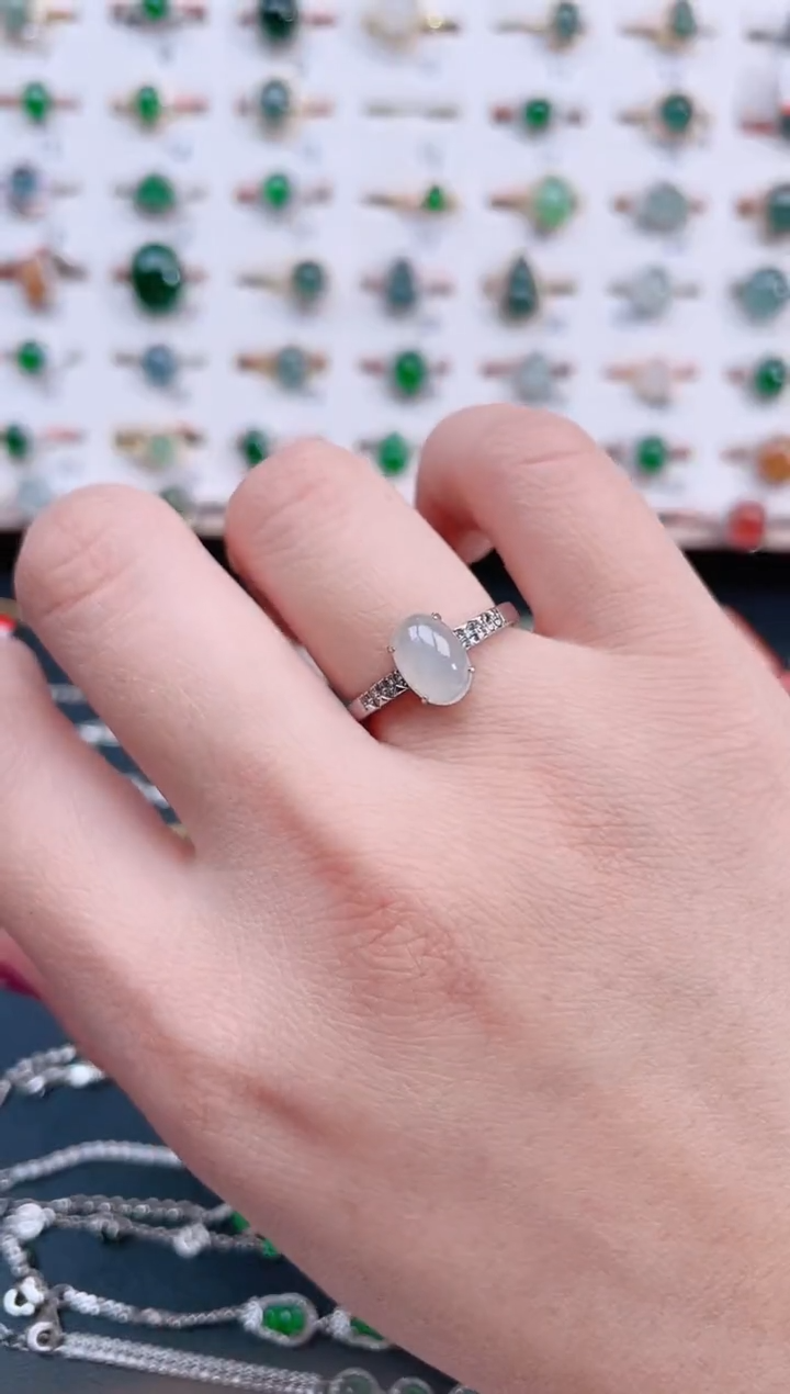 银S925镶嵌戒指翡翠天然翡翠