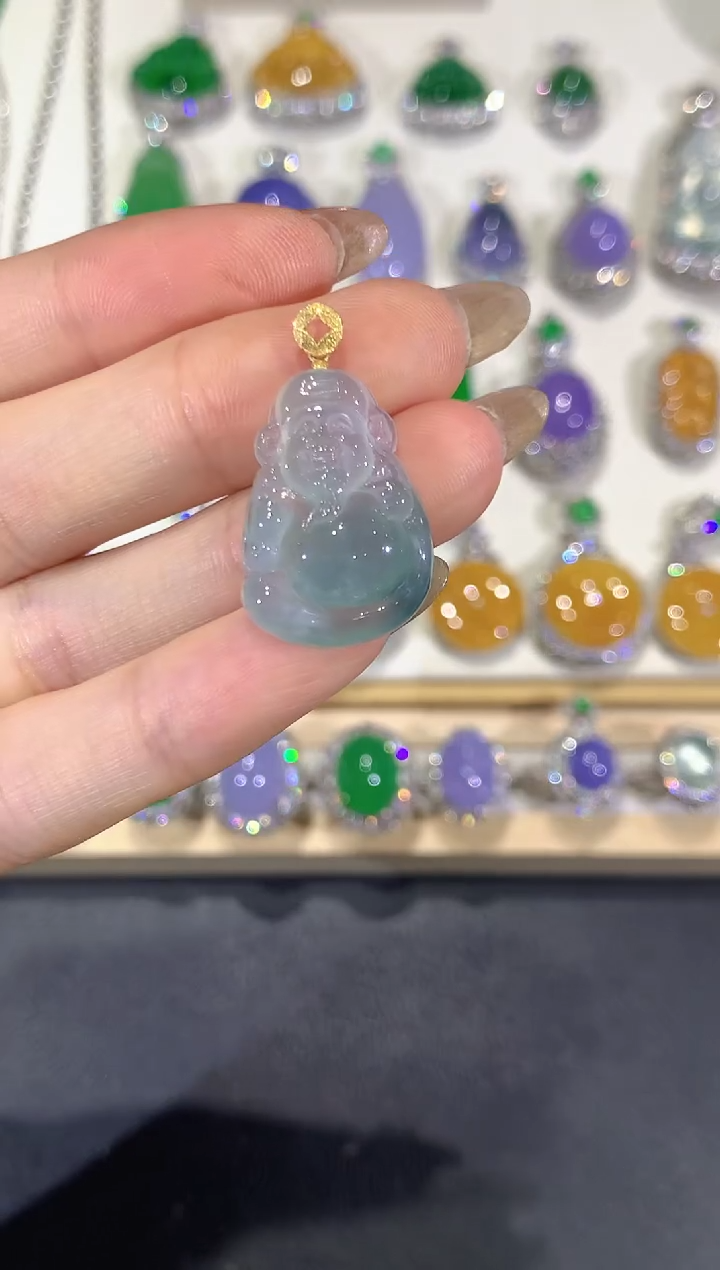 翡翠18K金镶嵌吊坠(不含链)团购17
