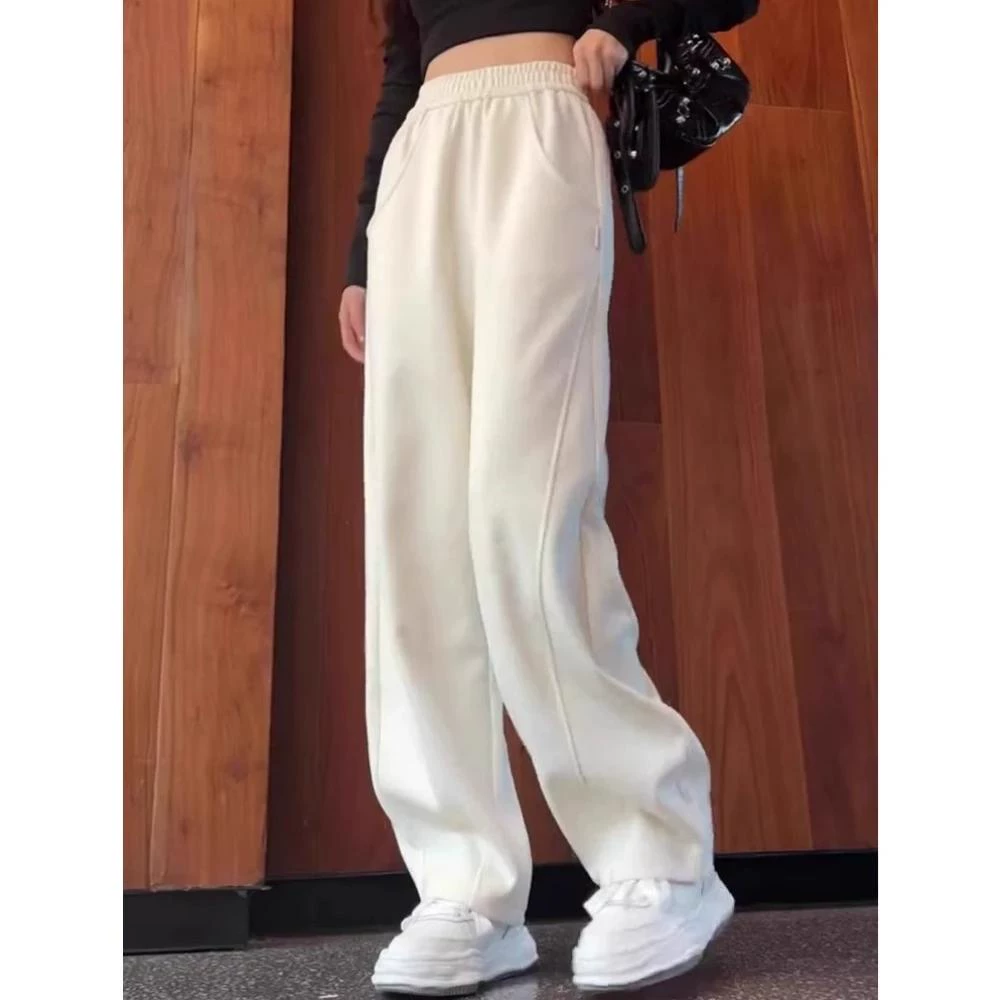 复古阔腿裤女秋冬加厚慵懒风垂感软糯休闲直筒裤