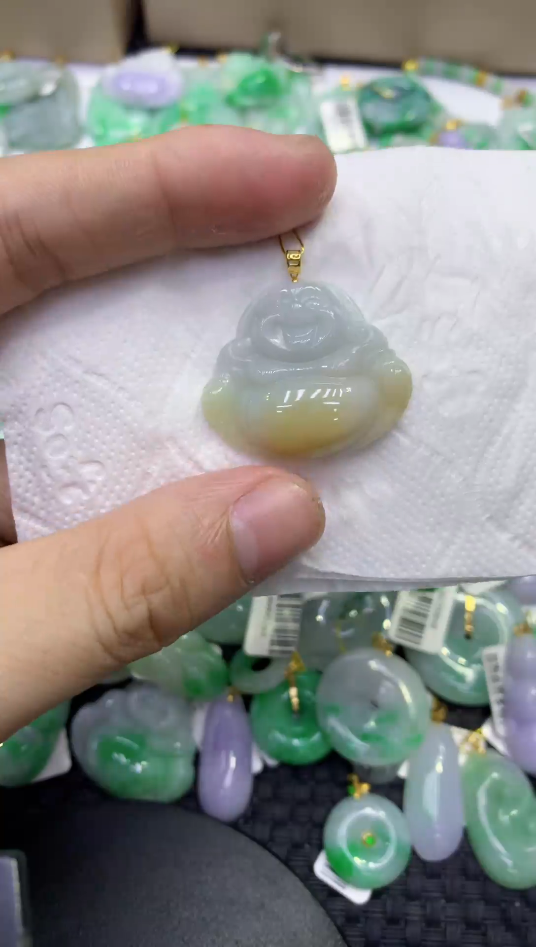 颈饰18K金镶嵌翡翠天然缅甸A货翡翠