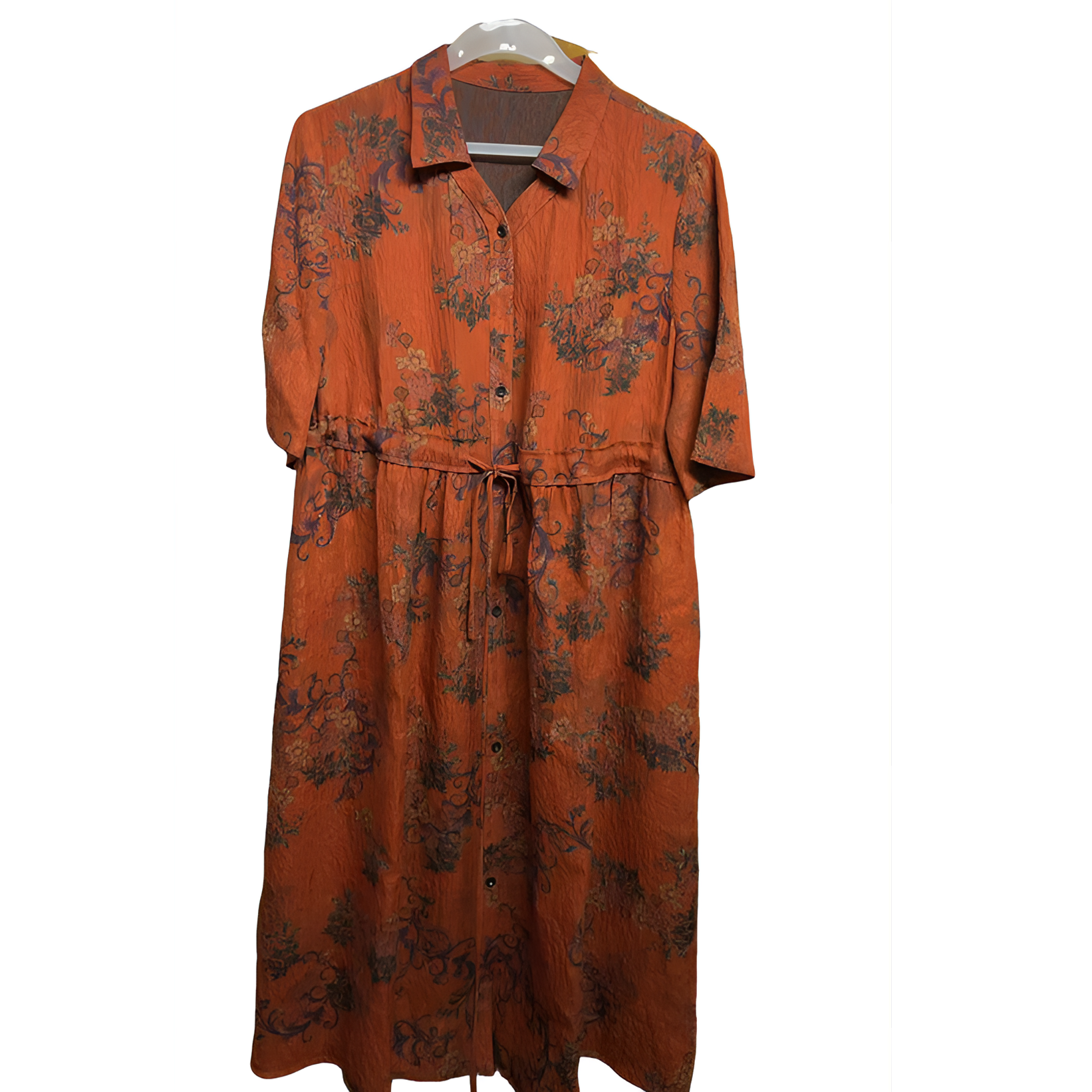 香云纱冠乐皱连衣裙气质长款碎花夏季裙子