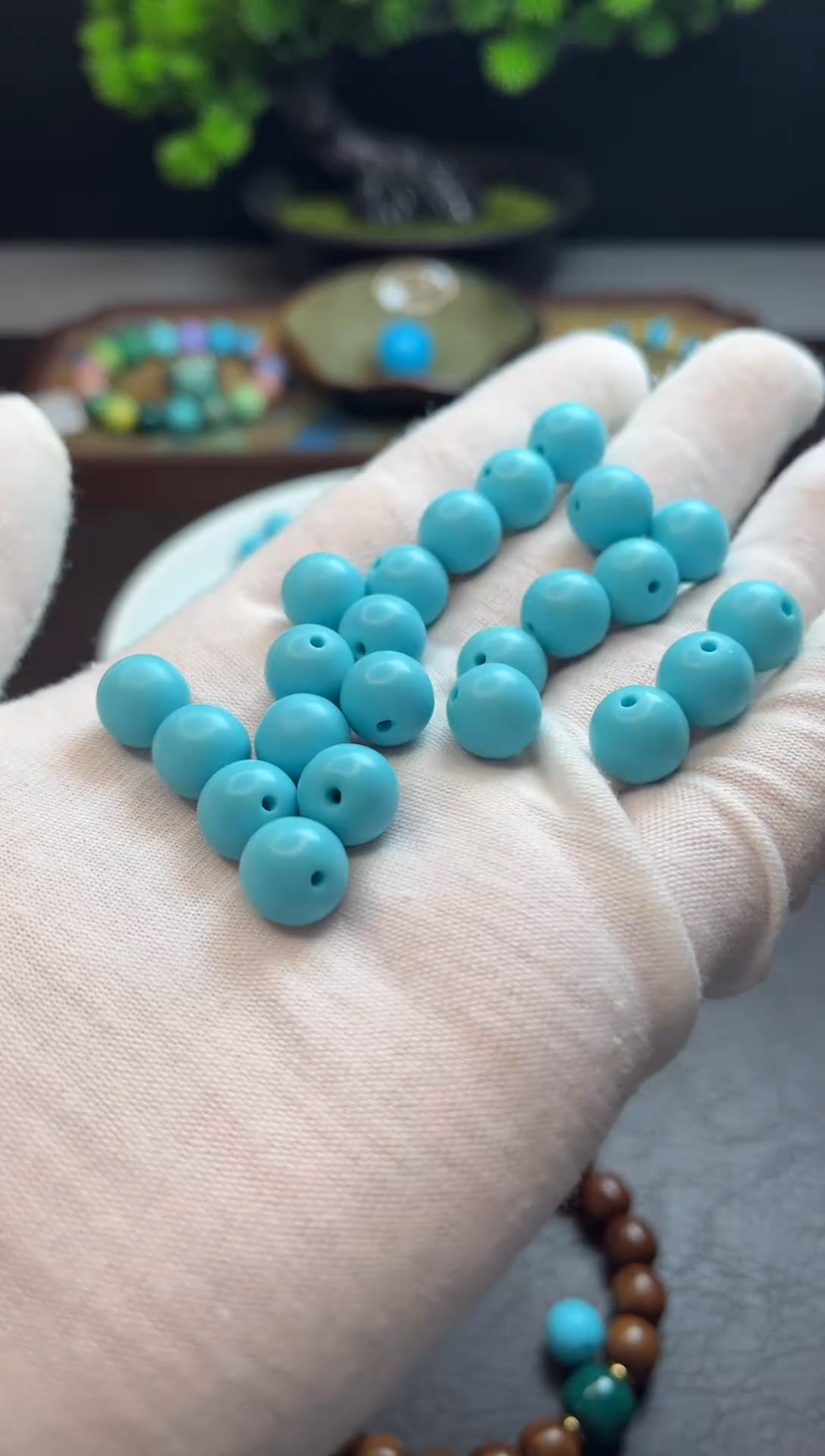 无非金属A1  10mm天空蓝圆珠手串