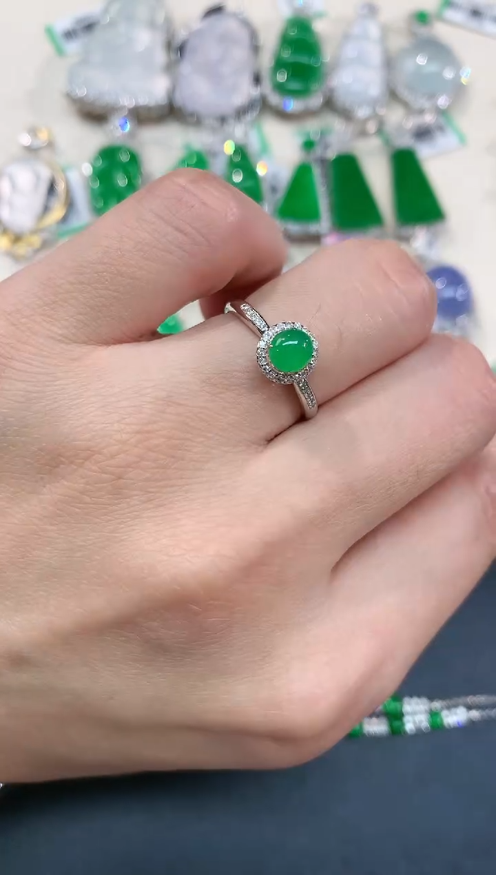 【闪购商品】翡翠戒指18K金镶嵌A63|2980