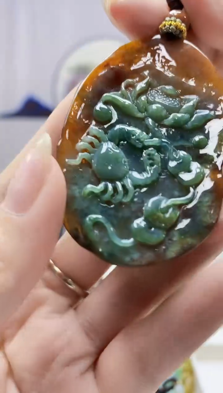 定制翡翠未镶嵌5028DD-毛货挂件153