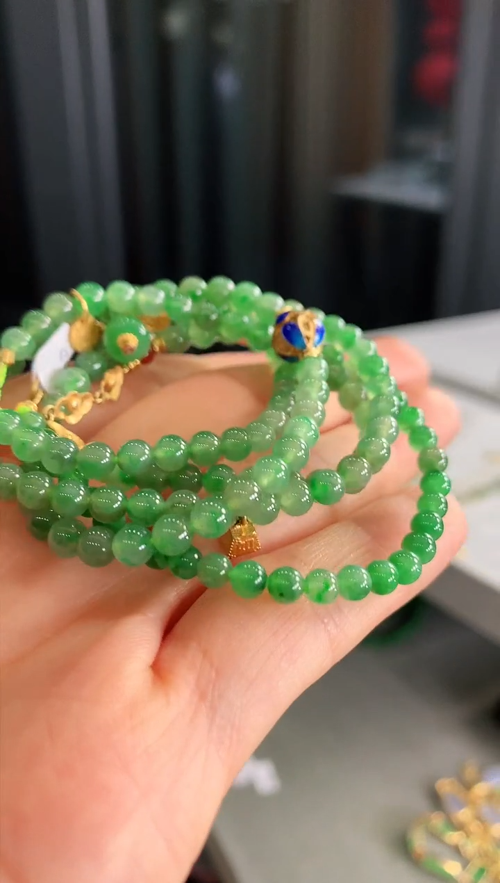 【闪购商品】翡翠颈饰18K金镶嵌珠串