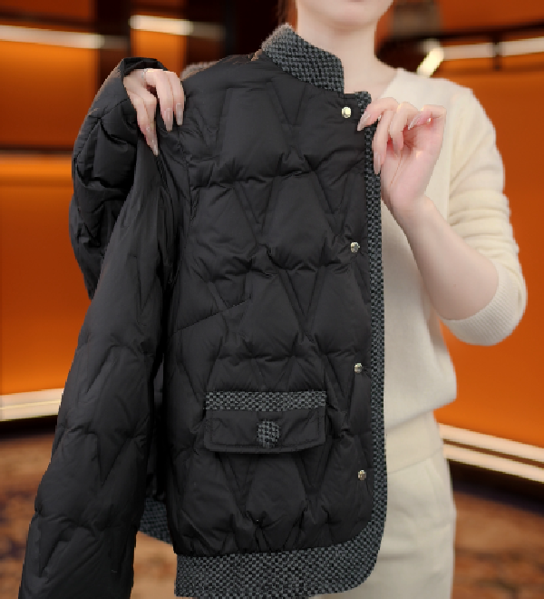 【甄选大朵鸭绒】2025杭州原版高端气质修身韵味减龄时尚小香羽绒服