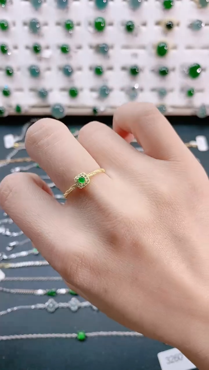 【闪购商品】翡翠戒指银S925镶嵌天然翡翠