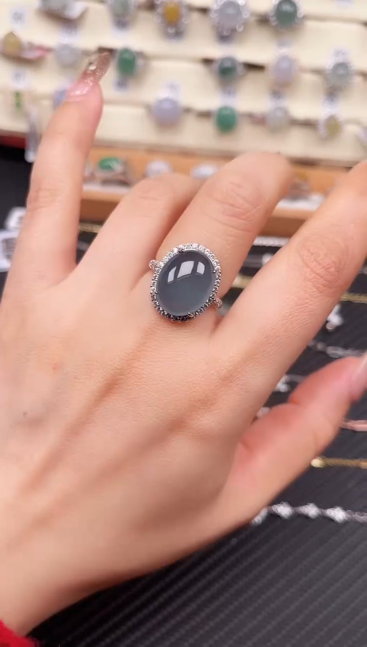 【闪购商品】翡翠戒指银S925镶嵌戒指09