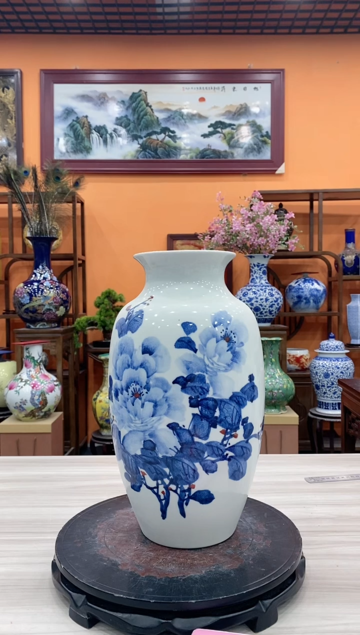 【闪购商品】瓶青花花开富贵邹茂老师松子瓶