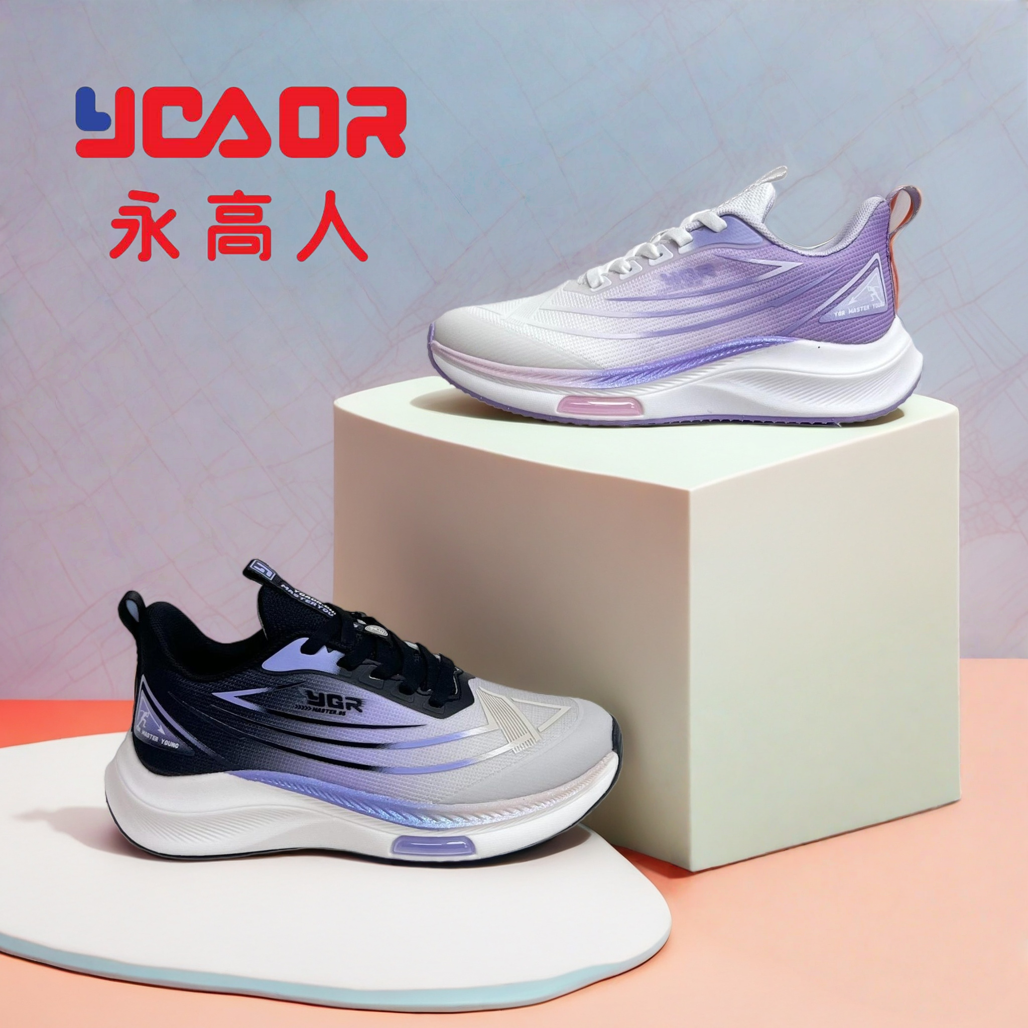 YGAOR/永高人春秋双网【36-40码】透气防滑系鞋带女大童跑步运动鞋