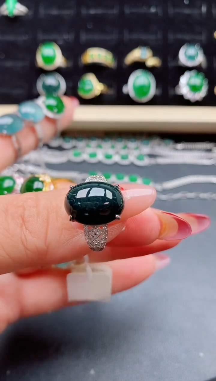 【闪购商品】翡翠戒指银S925镶嵌508550