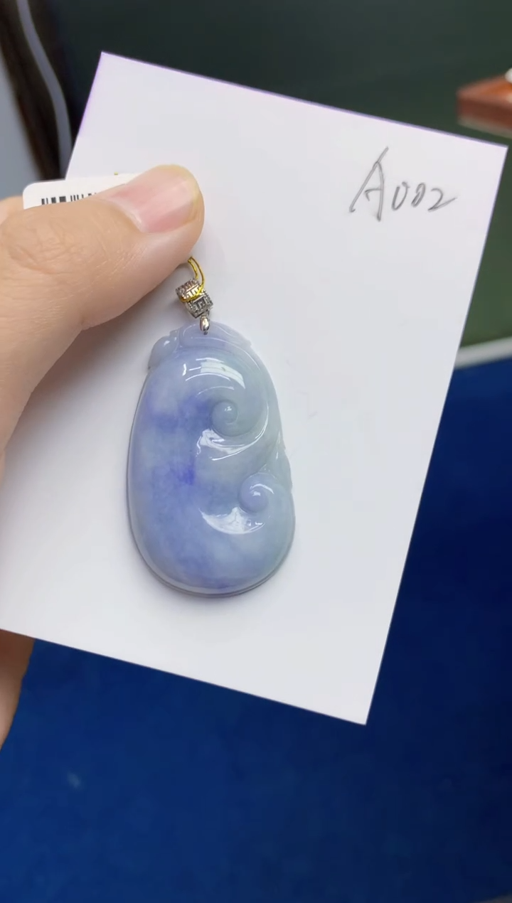 翡翠18K金镶嵌颈饰天然缅甸翡翠A货