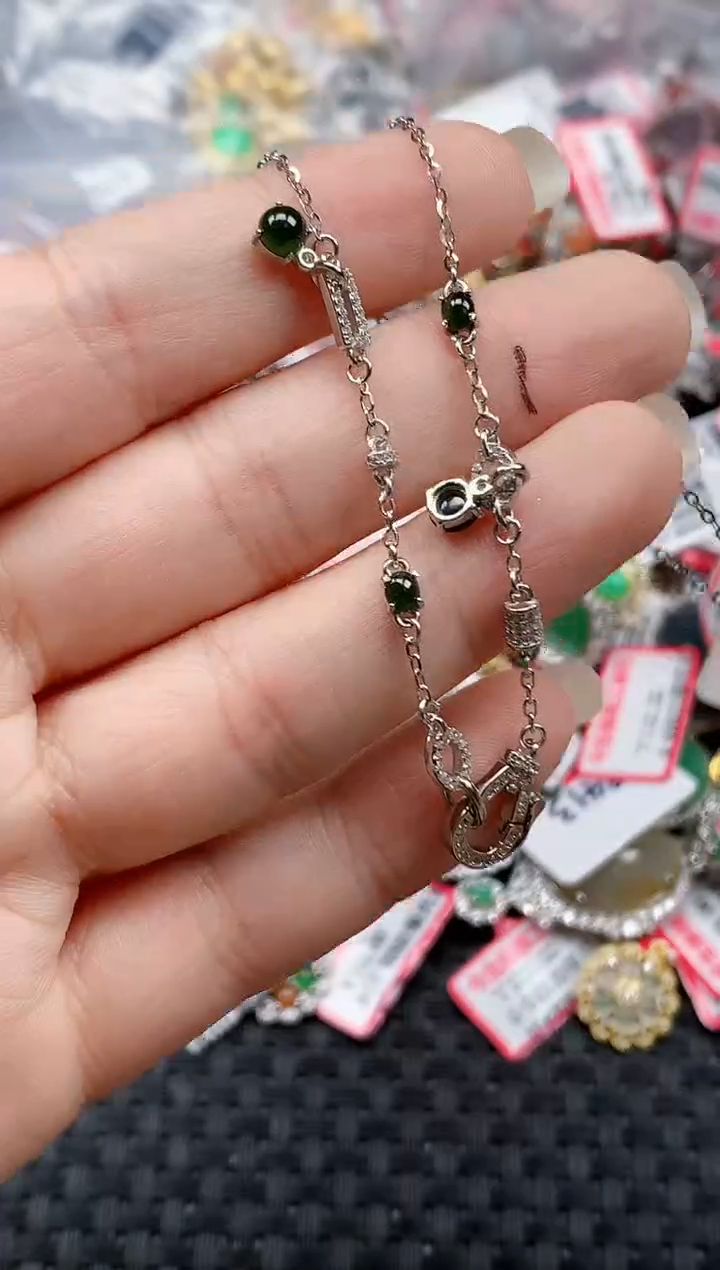 银S925镶嵌戒指翡翠天然A货缅甸翡翠