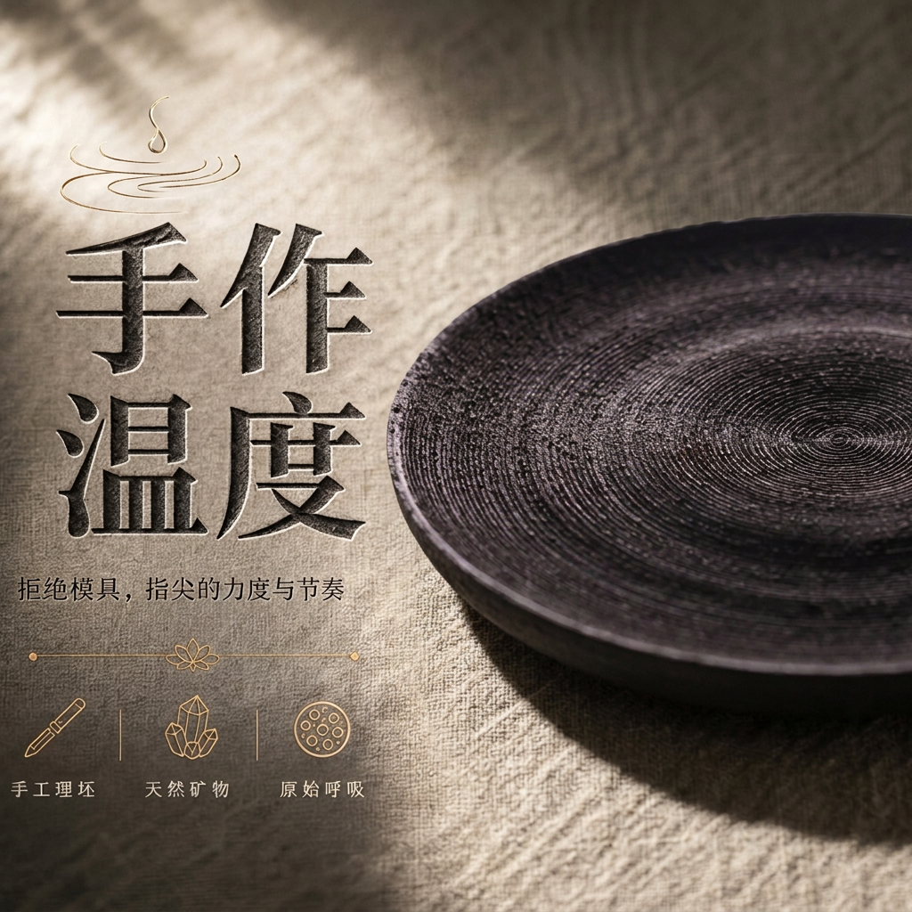 三川设计《百纹水滴》紫砂茶盘全手工壶承复古拙味茶具高级感茶器商品图