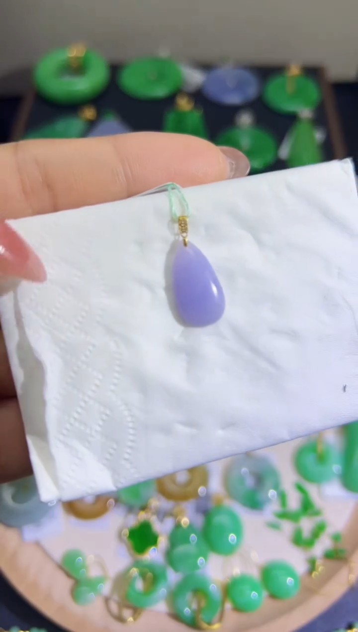 【闪购商品】翡翠颈饰18K金镶嵌Q缅料A货翡翠/支持复检/一件