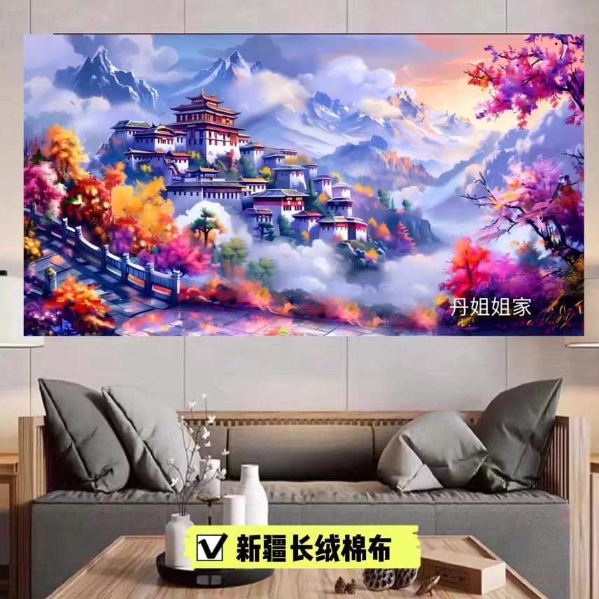 纯手工绣好的十字绣成品不带裱框风起云涌风景画客厅餐厅经典挂画
