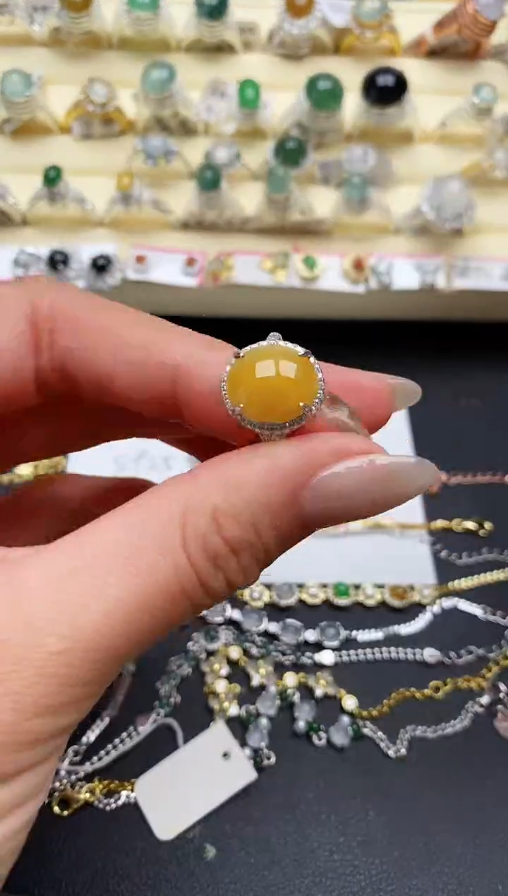 【闪购商品】翡翠戒指银S925镶嵌缅甸翡翠4   1+10