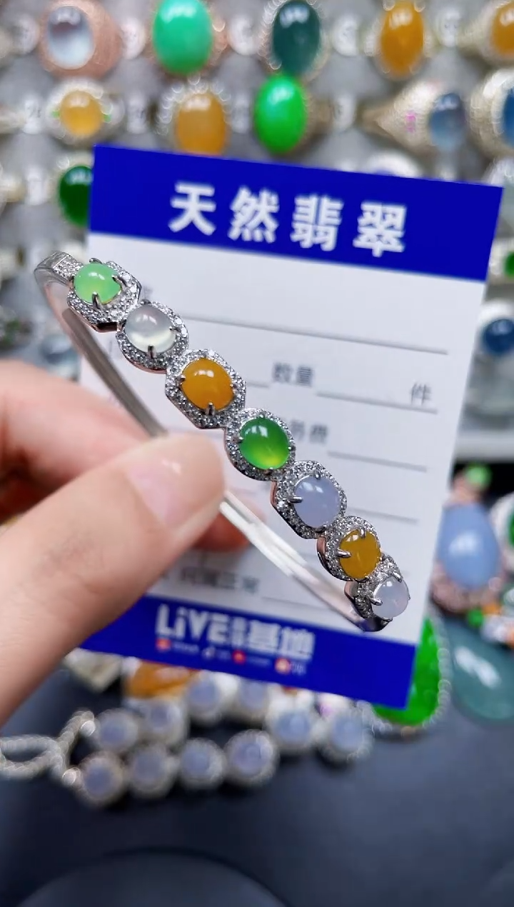 银S925镶嵌手镯翡翠407