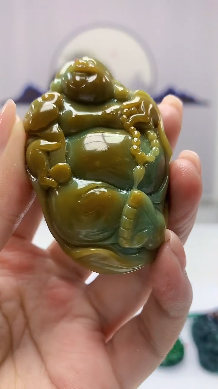 【闪购商品】定制翡翠未镶嵌4852ms-毛货260佛公赠珠链