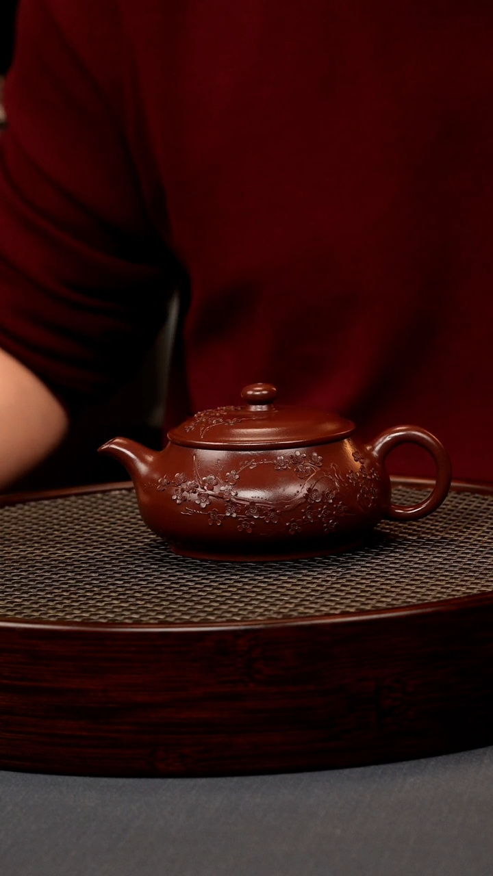 【闪购商品】紫砂茶壶朱砂紫袍 明炉 堆梅
