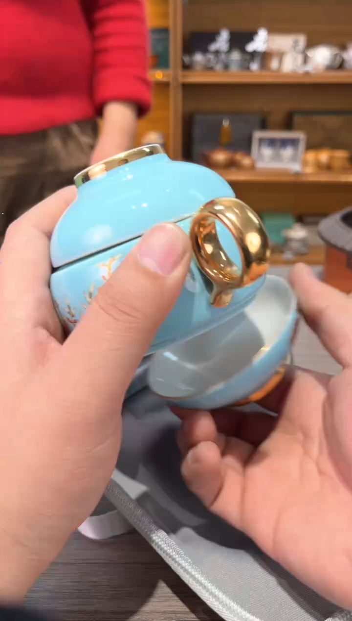 【闪购商品】蓝石榴扁旅行套茶具茶具