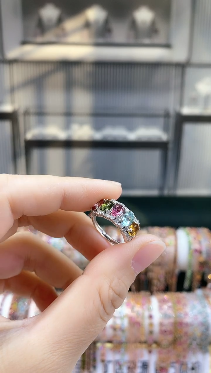 银S925镶嵌戒指碧玺666666666666