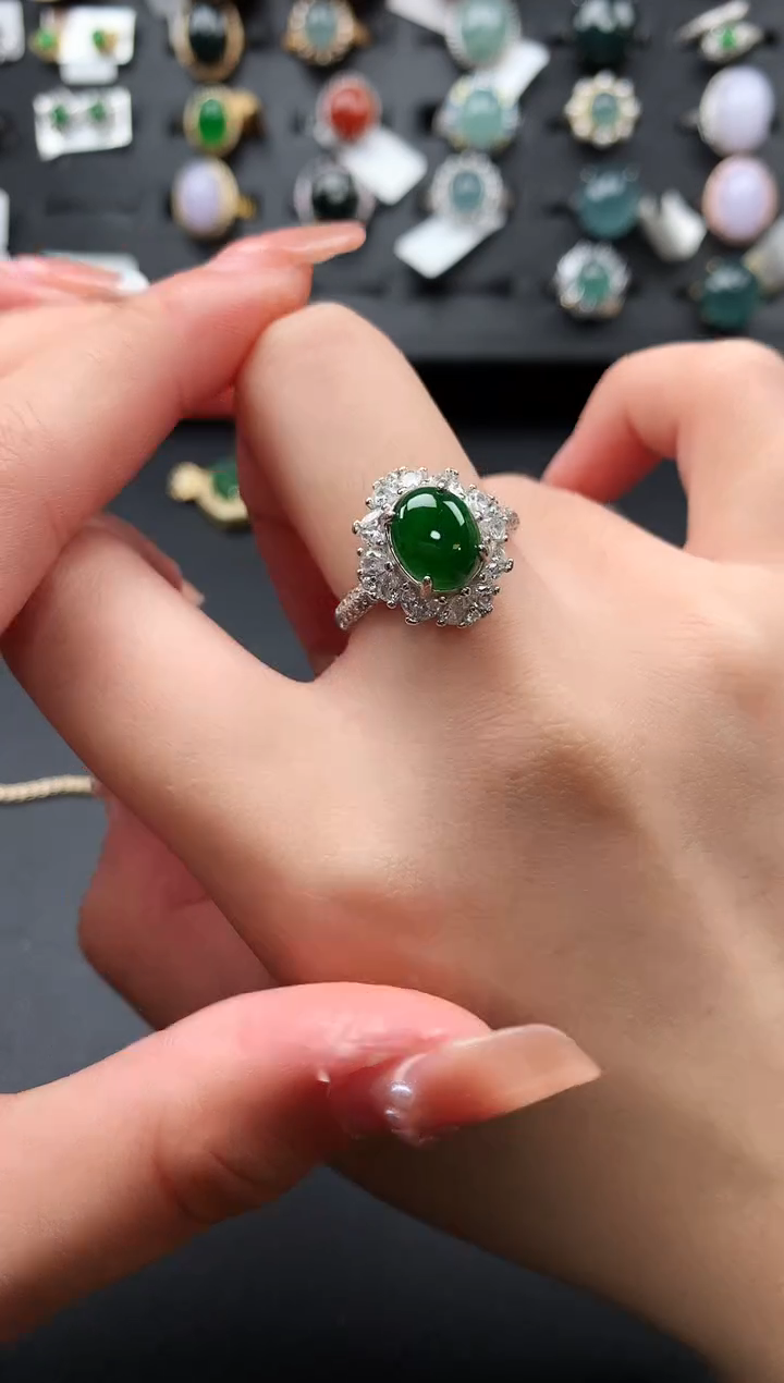 【闪购商品】翡翠戒指银S925镶嵌521141