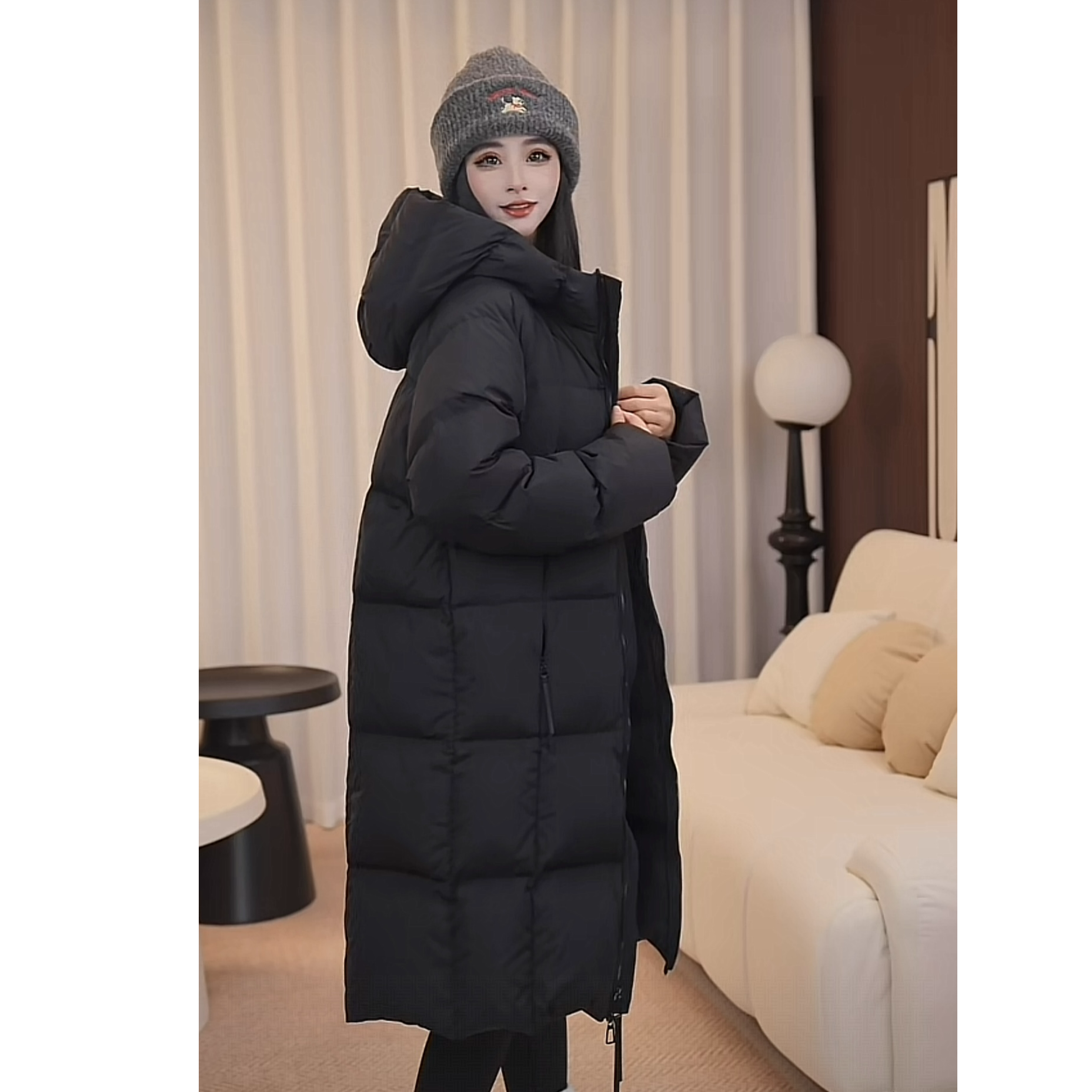 韩版羽绒服女休闲外套长冬季贝贝长加厚中长款气质百搭连帽