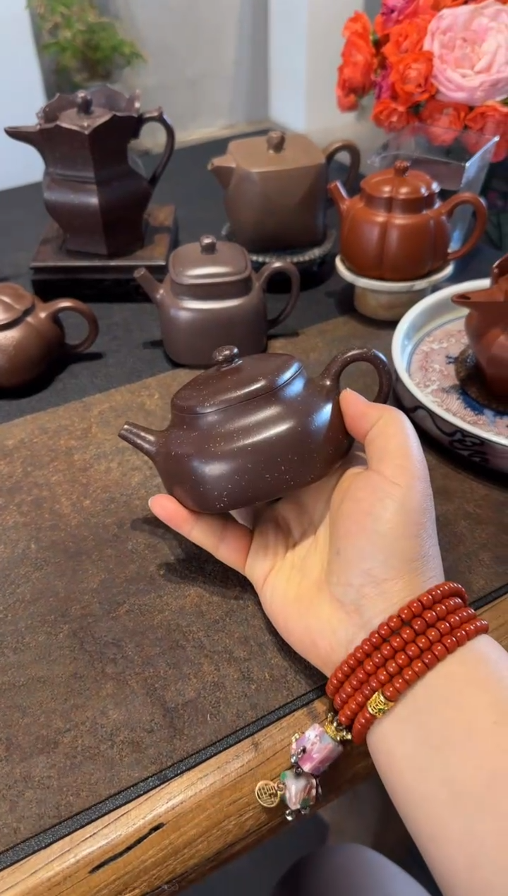 茶壶紫砂六方静乐 铺砂
