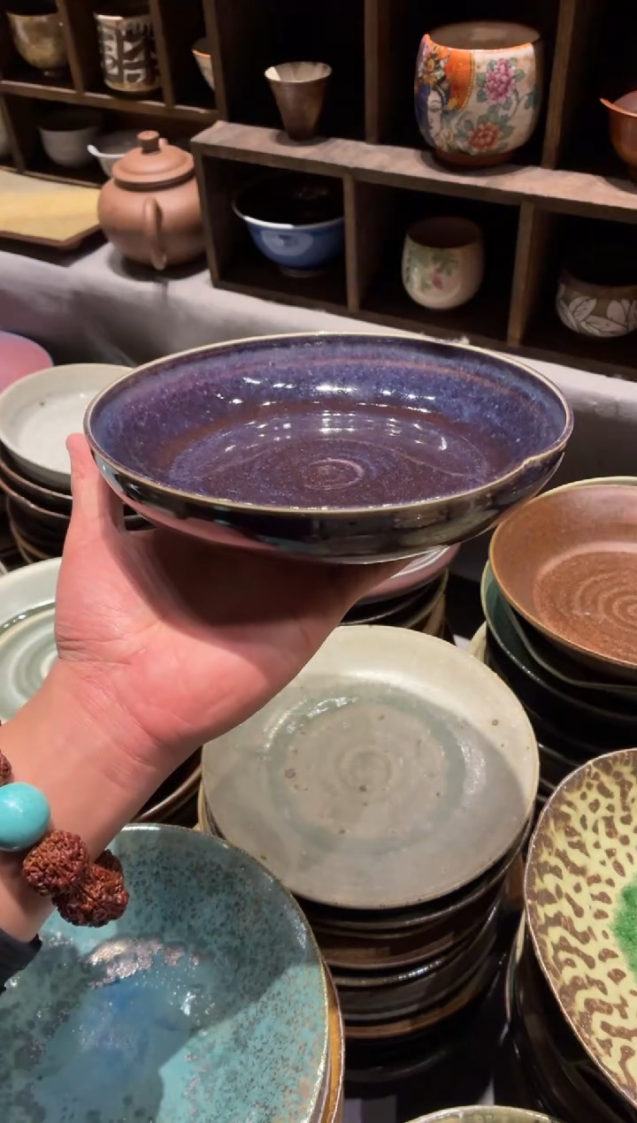 瓷片8寸紫定发财手工盘（福利款）