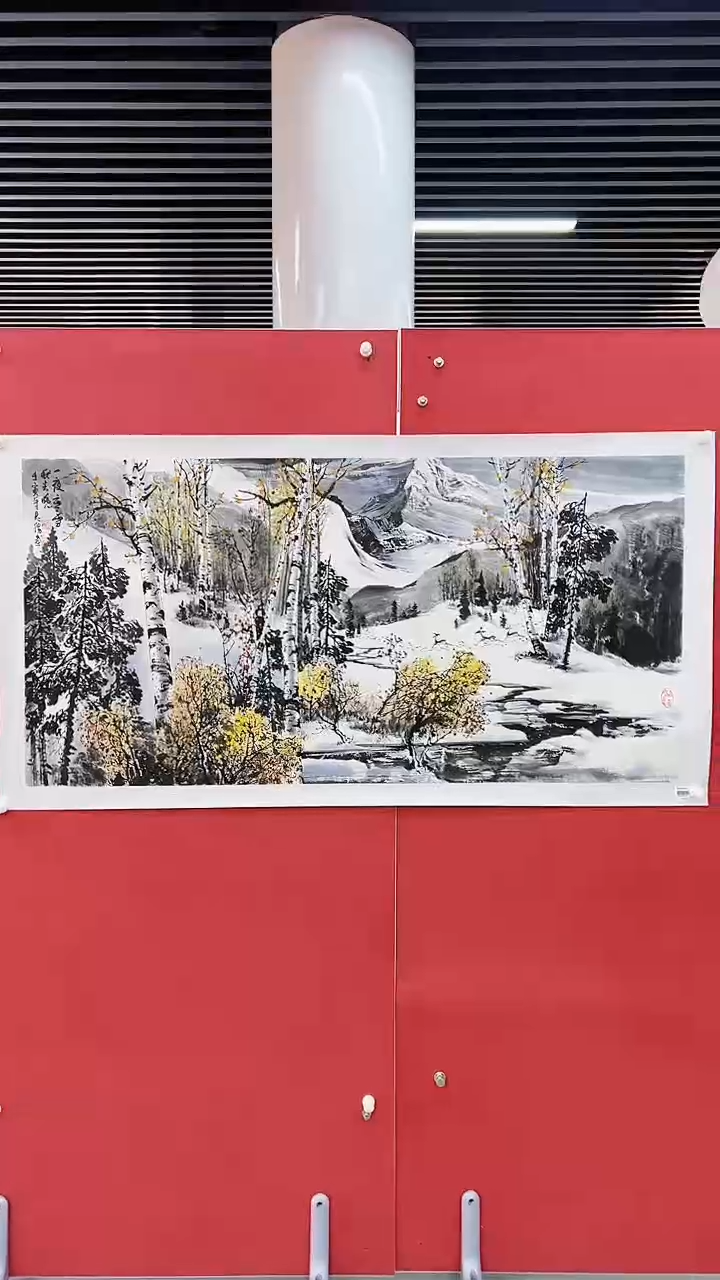 【闪购商品】绘画李长胜绘画8平尺白桦林红袍原作