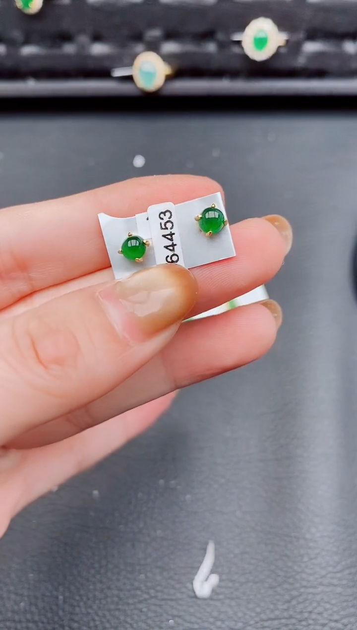 【闪购商品】翡翠耳饰银S925镶嵌天然a货翡翠830