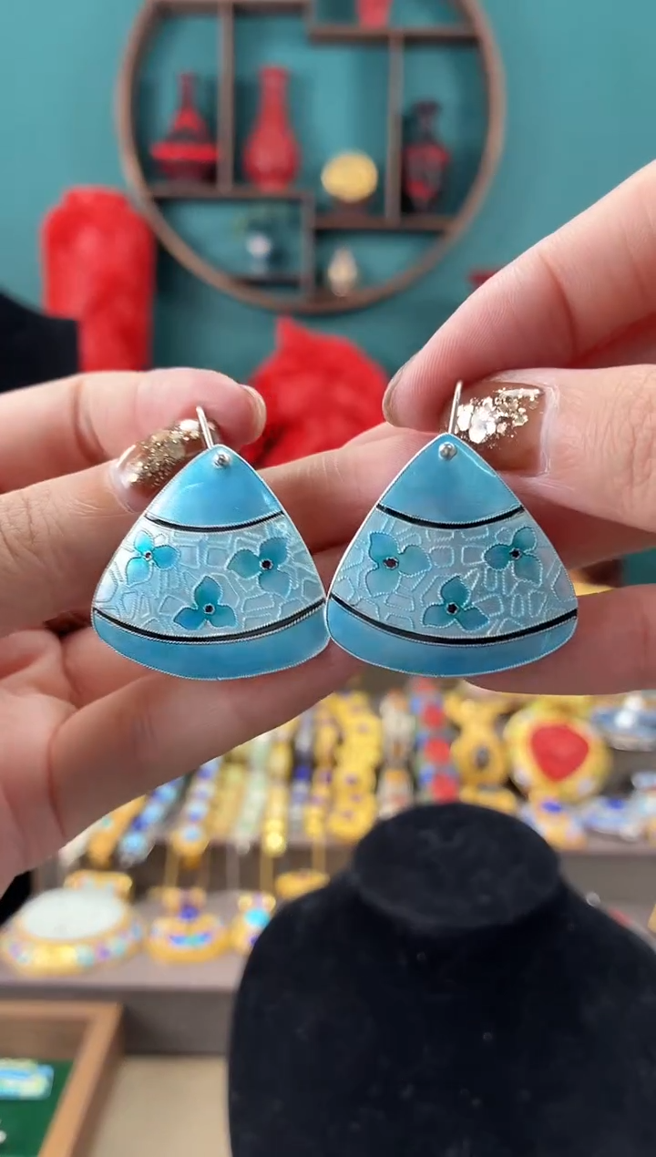 非遗手工烧蓝精品耳环
