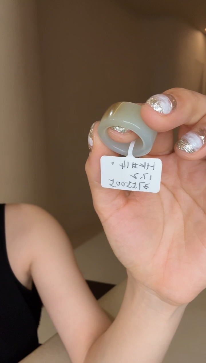 和田玉戒指未镶嵌14码糖青