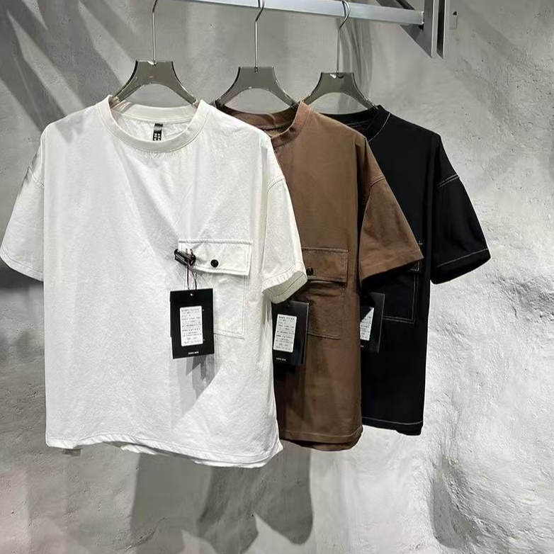 5743#2025凉感透气复古宽松休闲百搭短袖T恤