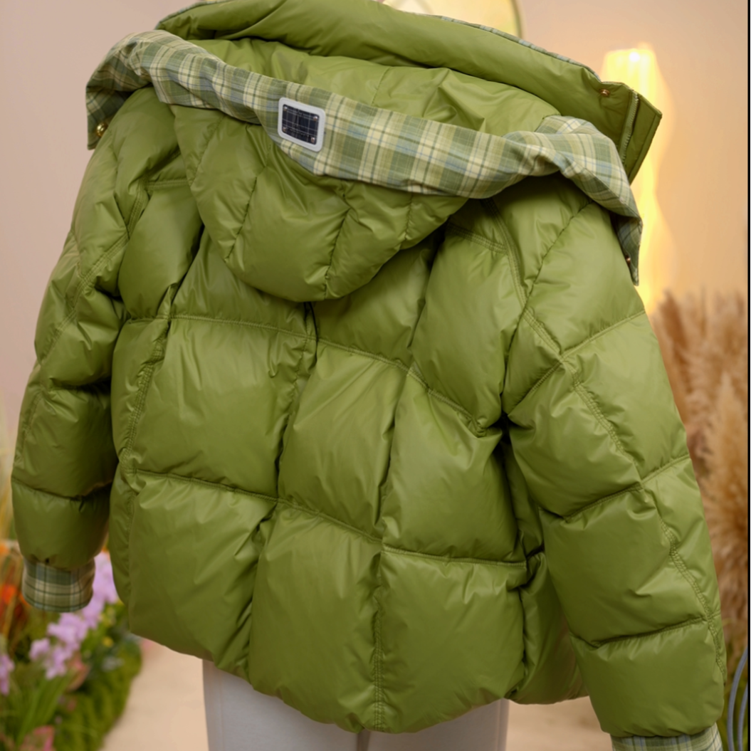 ZZ-香港海港版 高端格纹拼接原创设计羽绒服女