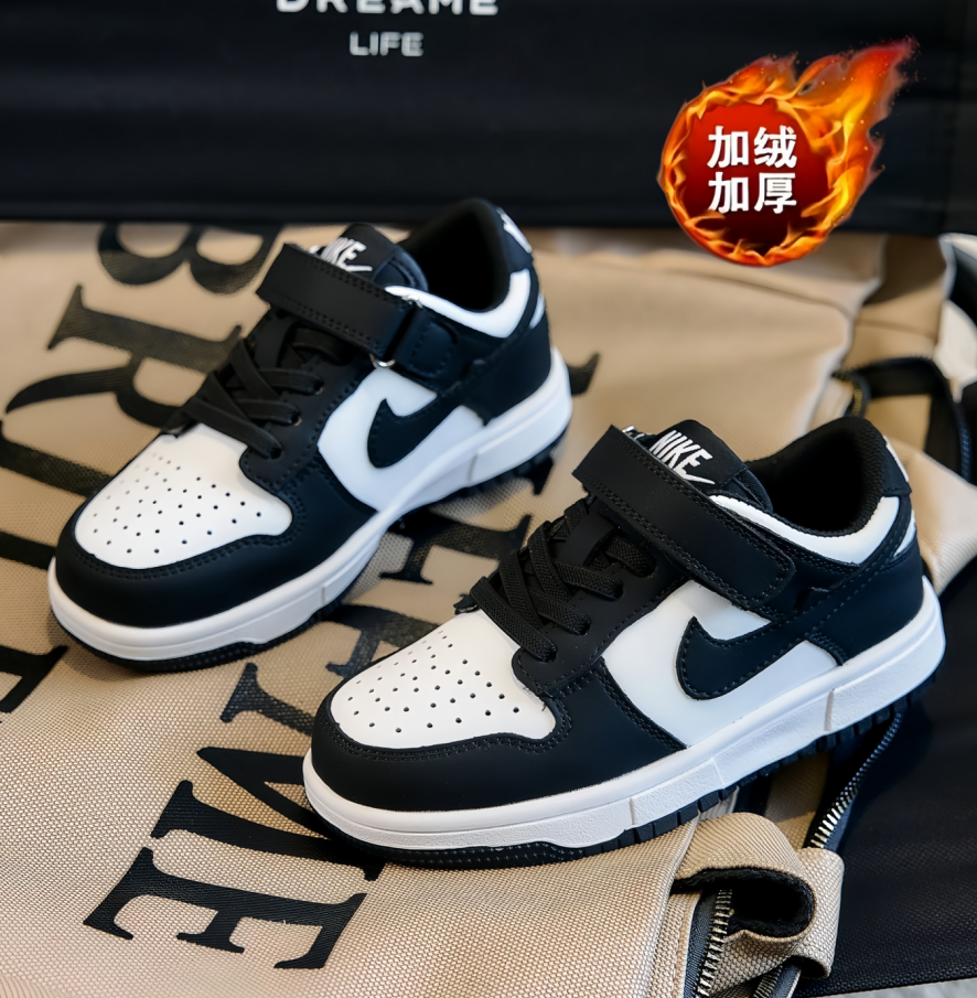 官网Aj儿童运动鞋低帮防滑黑白熊猫男童鞋子2025秋冬新款女童板鞋