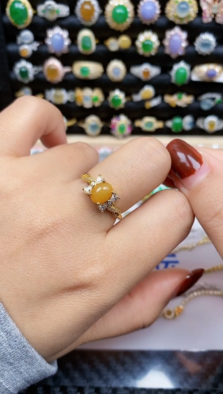 银S925镶嵌戒指翡翠82