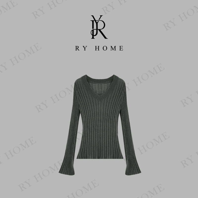 【容雨RYHOME】“若诗”新款V领长袖毛织打底衫243M2607