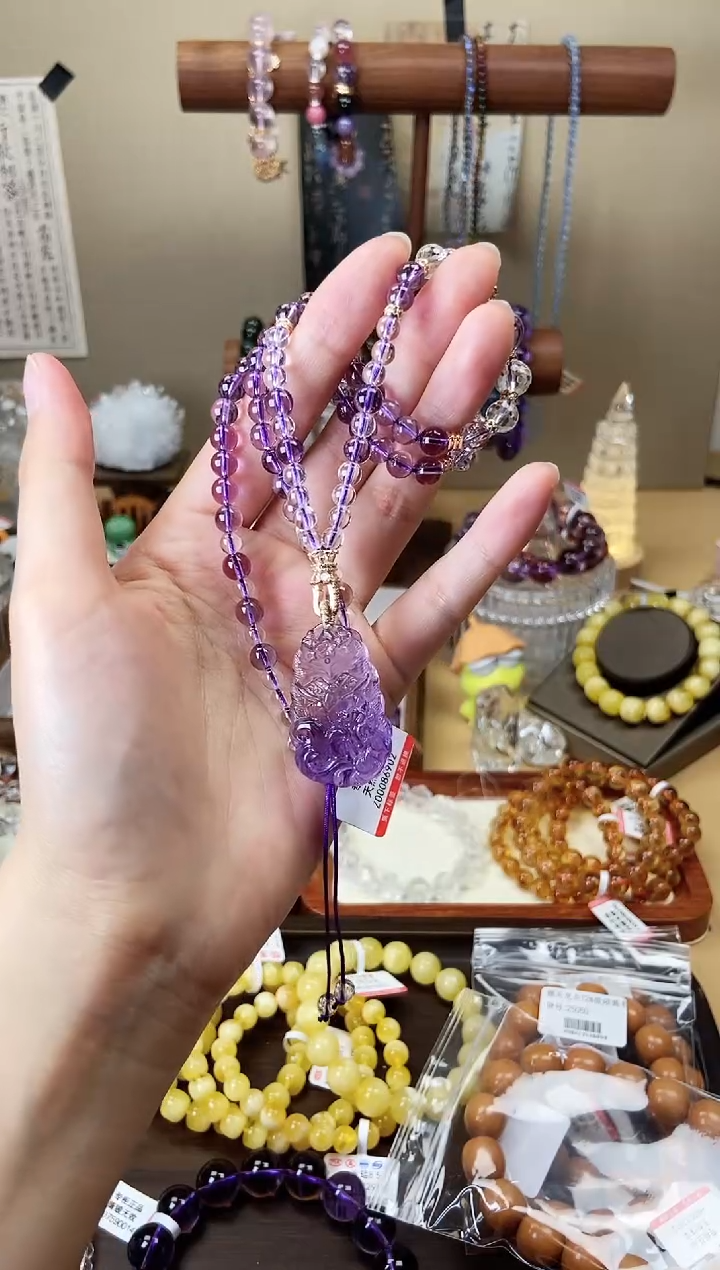 【闪购商品】合金项链水晶紫水晶小狐牌02