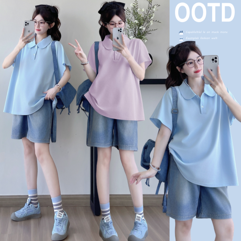 孕妇装夏季短袖T恤宽松遮肚显瘦洋气时尚休闲减龄百搭纯色上衣