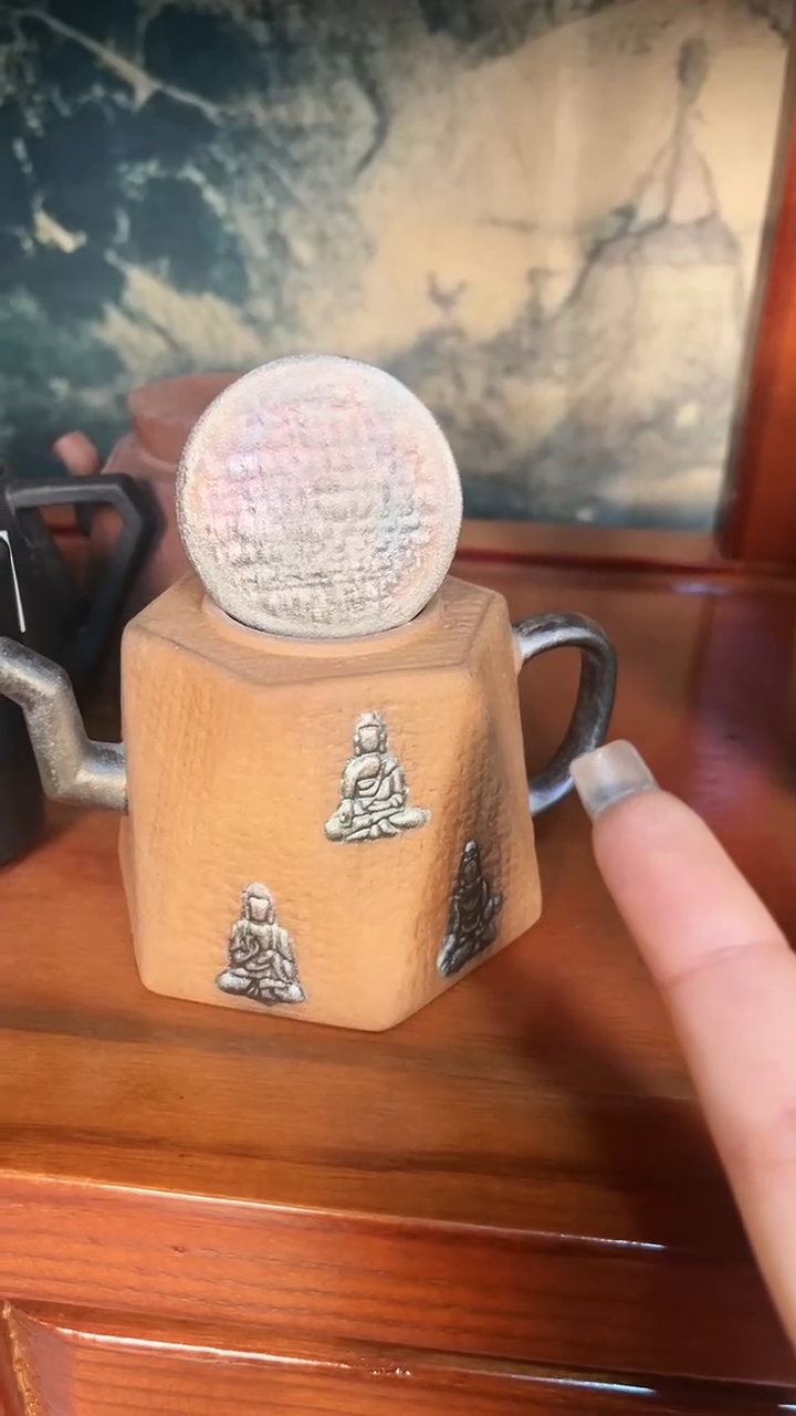 【闪购商品】C09鎏银万佛壶全手老岩泥