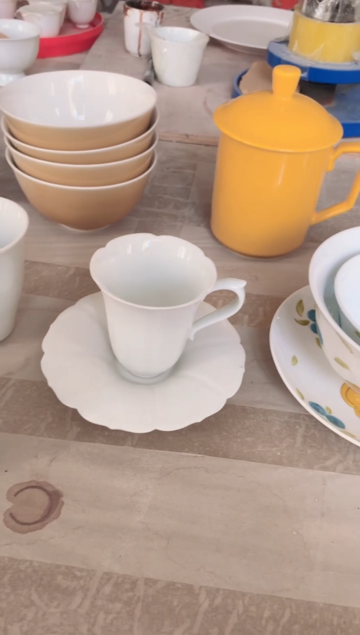 【闪购商品】白瓷湖田窑花影一杯一蝶