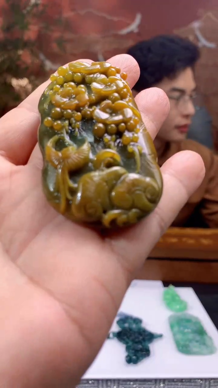 【闪购商品】定制翡翠银S925镶嵌1002hn-毛货挂件50